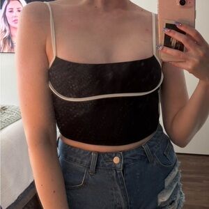 Princess Polly Cream and Brown Bustier Camisole